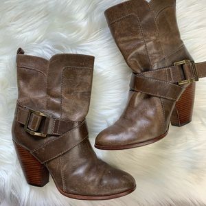 Frye Andrea Mid Leather Harness Booties
